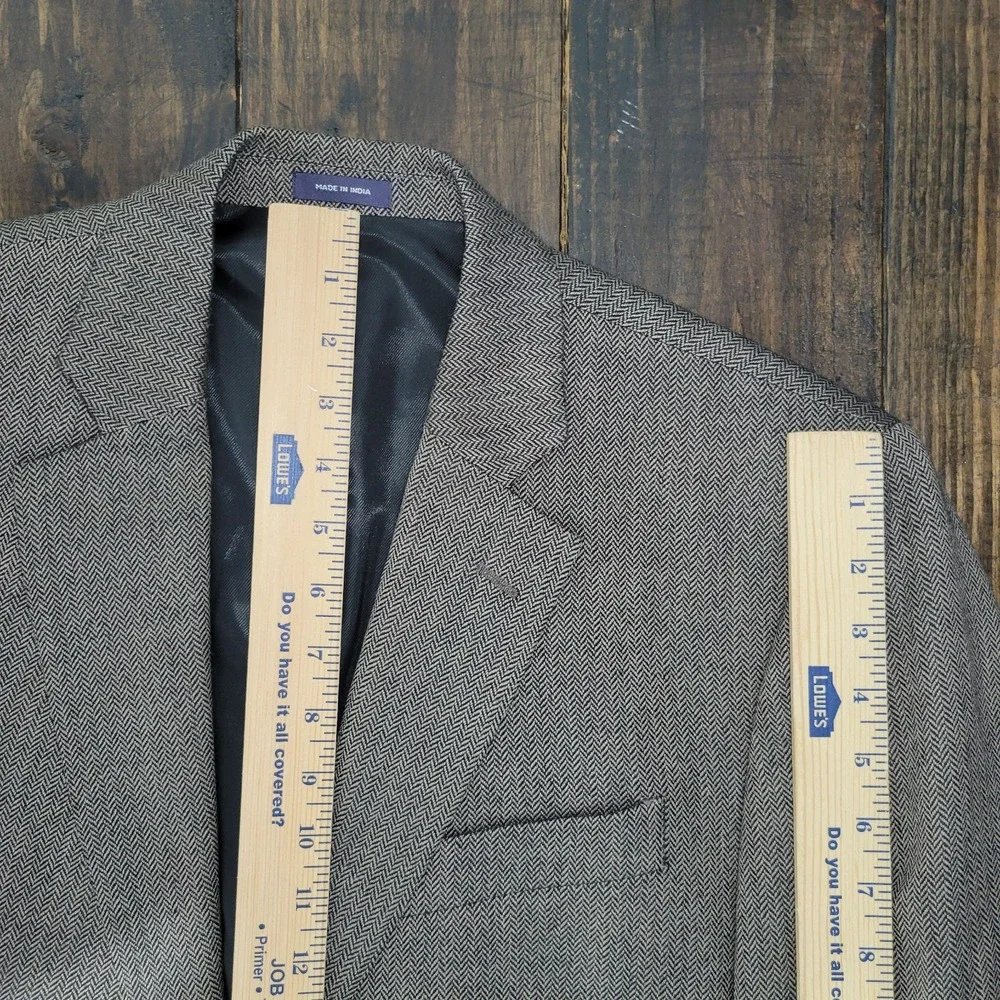 Stafford Men's Sport Coat Blazer Two Button Brown Herringbone Merino‎ Wool 42R